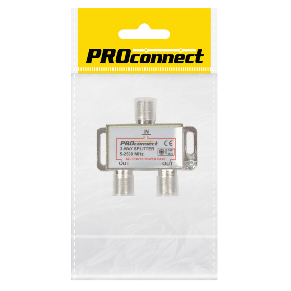 ДЕЛИТЕЛЬ ТВ х 2 под F разъём 5-2500 МГц "СПУТНИК" PROCONNECT