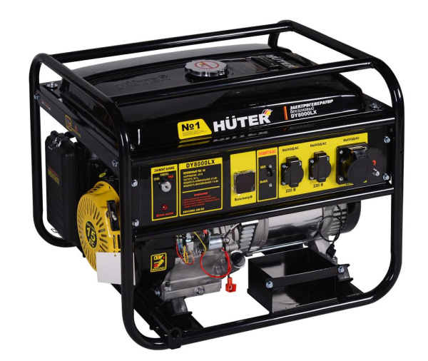 Электрогенератор бензиновый "HUTER" DY8000LX (6500Вт) четырёхтактный, 374 г/кВт*ч, 74кг.