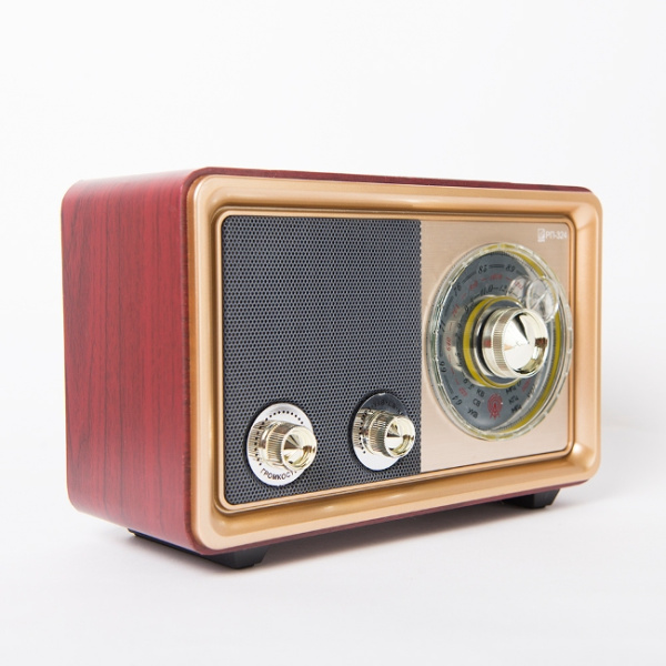 Радиоприемник "БЗРП РП-324", УКВ 64-108МГц, бат. 2*R20, 220V, USB/microSD/AUX, лупа