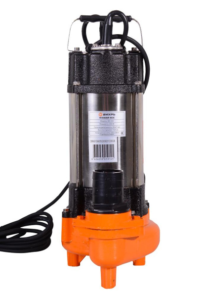 Фекальный насос ФН-450 Вихрь (16 м3/час, 2 дюйма, 450Вт, подъём 12 метров, диаметр частиц 42 мм), 68/5/2