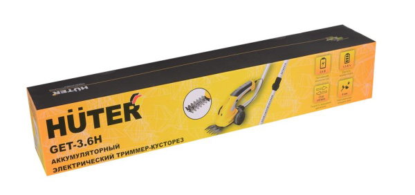 Аккумуляторный электрический триммер-кусторез Huter GET-3,6H, 3.6 В, 1500 мАч, Li-ion, 1100 об/мин, рез–8 мм, 70/1/29