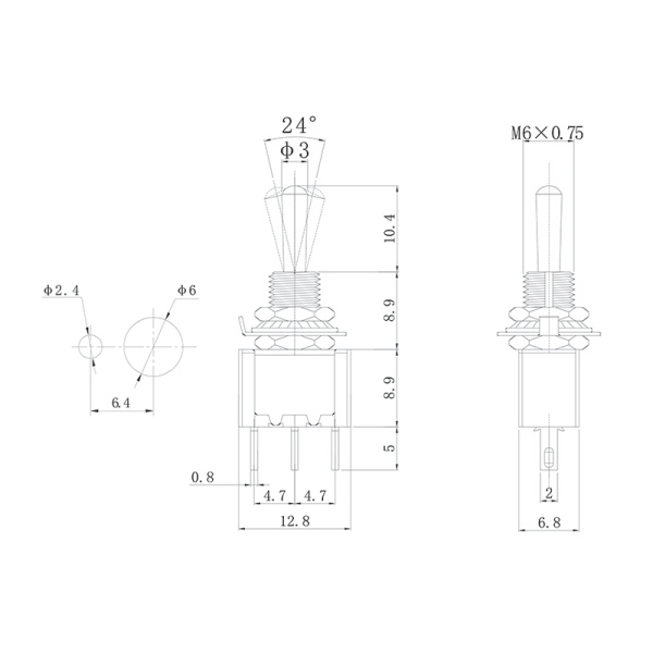 Тумблер 250V 3А (3c) ON-OFF-ON однополюсный Micro (MTS-103) (уп. 10шт.)