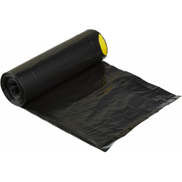 Мешки для мусора ПВД 35л 25мкм 10шт/рул черн50х58см, Стандарт, с завязками, РОМАШКА, 1341833