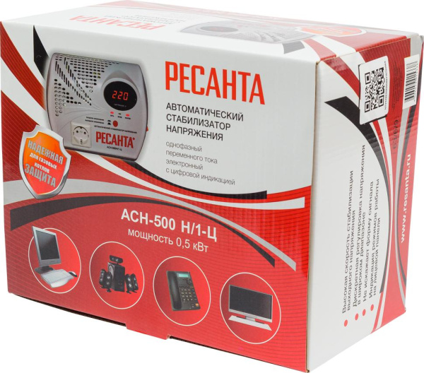 Стабилизатор напряжения РЕСАНТА АСН-500Н/1-Ц, 63/6/9