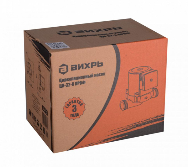 Циркуляционный насос "ВИХРЬ" ЦН-32-8 ПРОФ (145/220/245Вт, 5/7/8 метров напор, 170 л/мин), 68/7/5