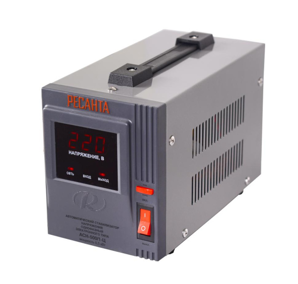 Стабилизатор напряжения "РЕСАНТА" АСН - 500/1-Ц Вход 140-260В (500Вт), 63/6/1
