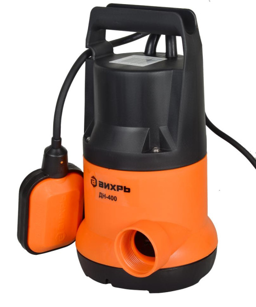 Дренажный насос "ВИХРЬ" ДН-400, 400Вт, макс. высота подъёма 8 метров, 11,3 м3/час (чистая вода), 68/2/1