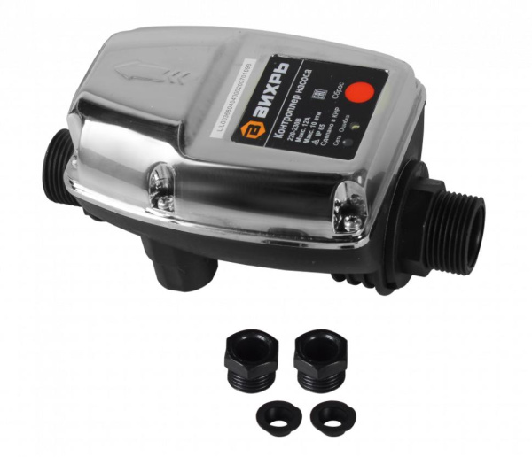 Контроллер насоса "ВИХРЬ" (датчик сухого хода) стартовое давление, атм. 1,5-3,5/ 1,2кВт, 68/4/4