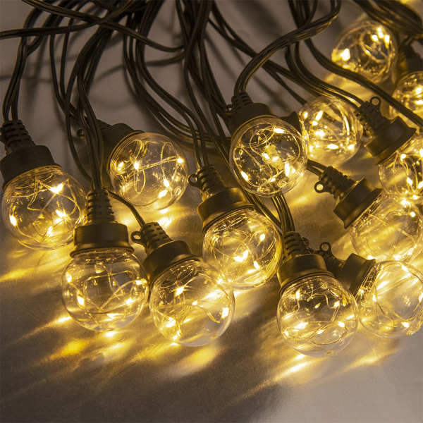 Гирлянда светодиодная уличная "Лампы" SE-BB-10100WW, 10M, 100LED, тепл.бел., IP65, черн.шн.,1,5м, Funray, 2664