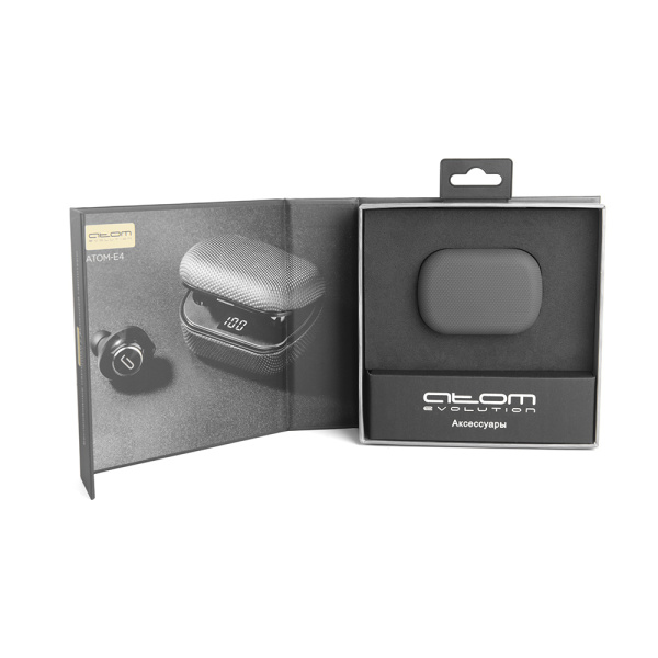 Наушники беспроводные вкладыши АТОМ-E4, Bt 5.0, раб. до 4ч, инд.заряда кейса, ф-ция гарнитуры, Atom, 14134