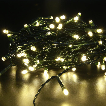 Гирлянда светод. рисовая RL-110WW, 10м, 100LED, тепл.белый, темно-зел. шнур 0,7м, контроллер, Funray