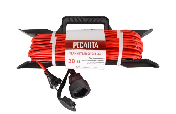 Удлинитель силовой на рамке, СУ-2х1-20/1 (IP44) Ресанта, 2200Вт, 61/118/2