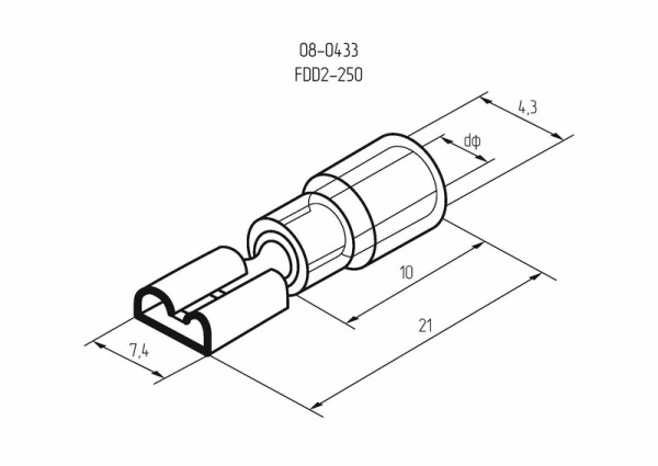КЛЕММА ПЛОСКАЯ изолированная (гнездо) 1.5-2.5мм² ( VF 2-250 )  REXANT