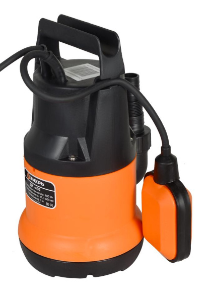 Дренажный насос "ВИХРЬ" ДН-400, 400Вт, макс. высота подъёма 8 метров, 11,3 м3/час (чистая вода), 68/2/1