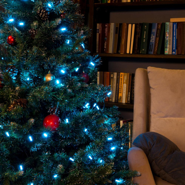 Гирлянда светодиодная "Лучики", SE-BEAM-110Т, 10М, 100LED, бирюзовый, темно-зел. шнур 0,7м, контр, Funray, 2582