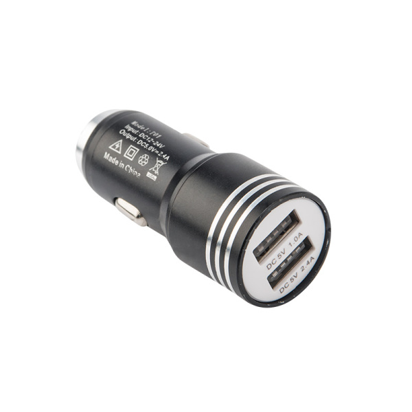 Автозарядка в прикуриватель 2хUSB с молотком (АЗУ) (1000+2100 mA) черная REXANT