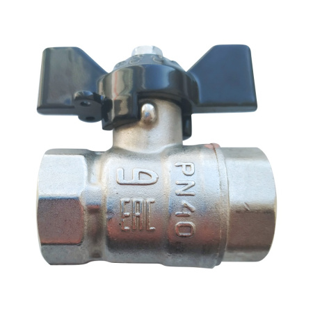 Кран шаровый PN40 1" В/В бабочка, тов-102726