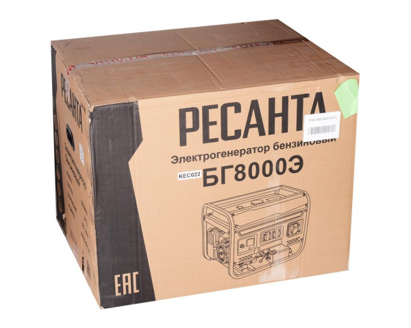 Электрогенератор БГ 8000 Э Ресанта, ЭЛЕКТРОСТАРТЕР, 7000Вт, 64/1/48