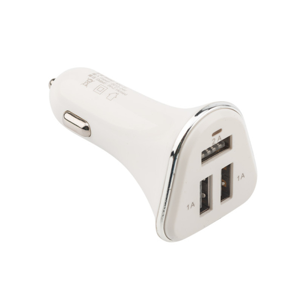 Автозарядка в прикуриватель 3хUSB (АЗУ) (2х1000 mA, 2100 mA) белая REXANT