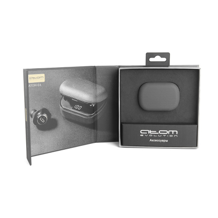 Наушники беспроводные вкладыши АТОМ-E4, Bt 5.0, раб. до 4ч, инд.заряда кейса, ф-ция гарнитуры, Atom, 14134
