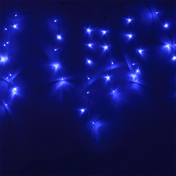 Гирлянда светодиодная "Бахрома" IC-120B, 3.0*0.7м, 120 LED, синий, IP20,  прозрачный шнур 1,5м, Funray, 2594