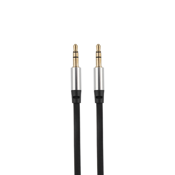 Аудио кабель AUX 3. 5 мм шнур плоский 1M черный