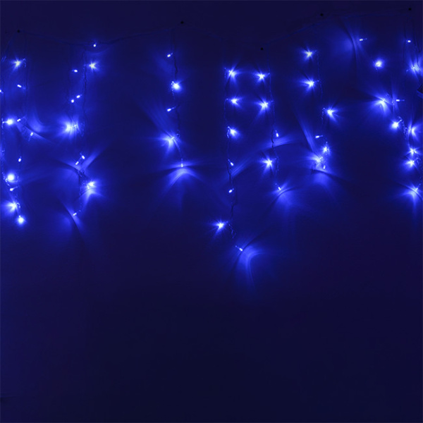 Гирлянда светодиодная "Бахрома" IC-120B, 3.0*0.7м, 120 LED, синий, IP20,  прозрачный шнур 1,5м, Funray, 2594