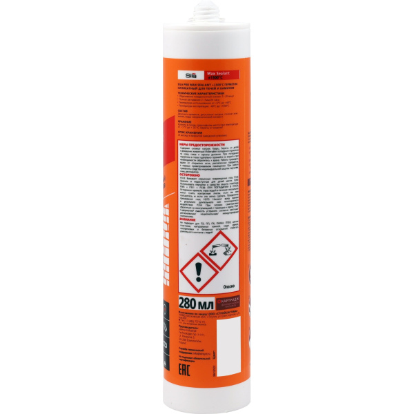 Герметик для печей силикатный Sila PRO Max Sealant +1500°С, 280мл  (1 уп - 12 шт), SSP15280