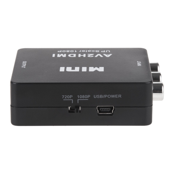 Конвертер 3 RCA на HDMI, пластик (вход RCA, выход HDMI), подключение видеомагнитофона к телевизору