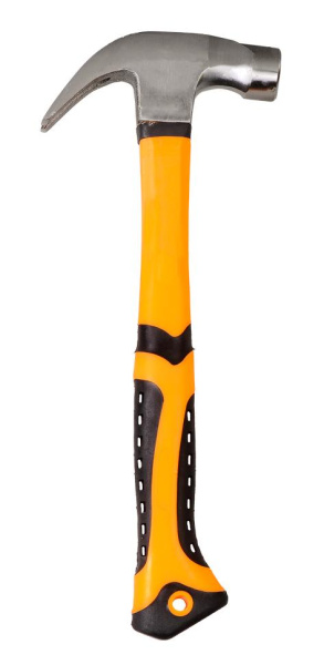 Молоток - гвоздодёр "ВИХРЬ", 450гр., фиберглассовая двухкомпонентная ручка, с магнитом. 73/6/8/8