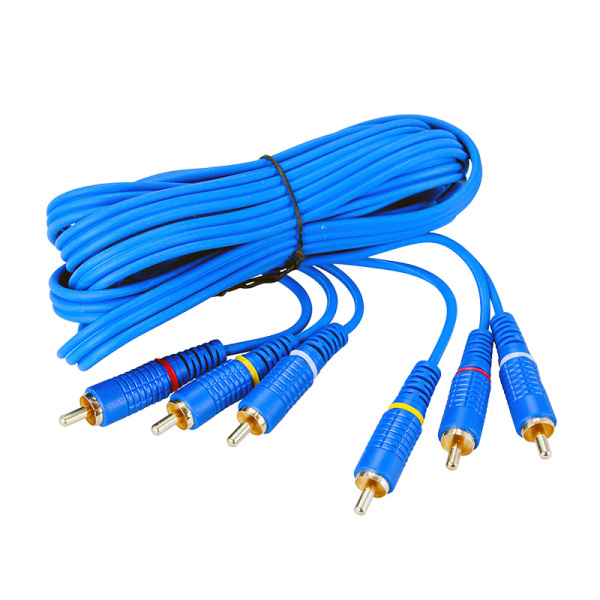 Шнур 3х3 RCA  3 м синий  gold  REXANT