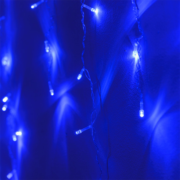 Гирлянда светодиодная "Бахрома" IC-120B, 3.0*0.7м, 120 LED, синий, IP20,  прозрачный шнур 1,5м, Funray, 2594