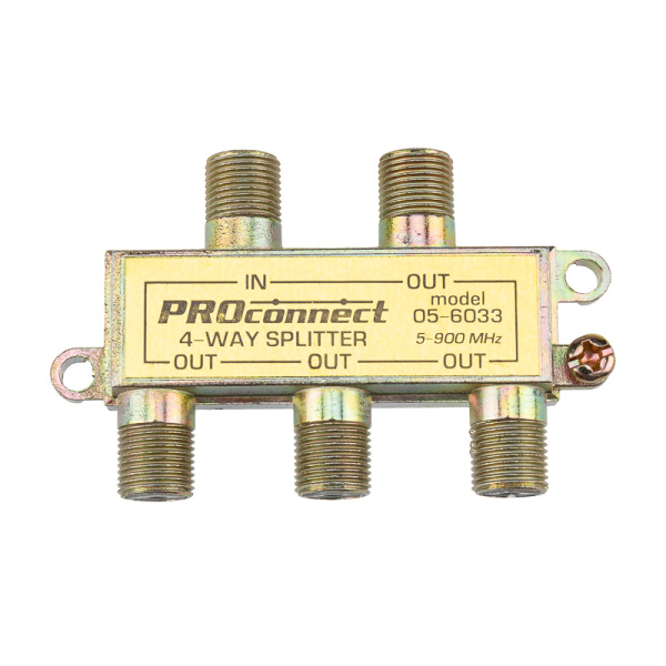 ДЕЛИТЕЛЬ ТВ х 4 под F разъём 5-900 МГц PROCONNECT