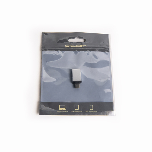 Переходник USB Type-C 3.1 - USB А 3.0, (шт/гн), серебряный, Атом, 31046