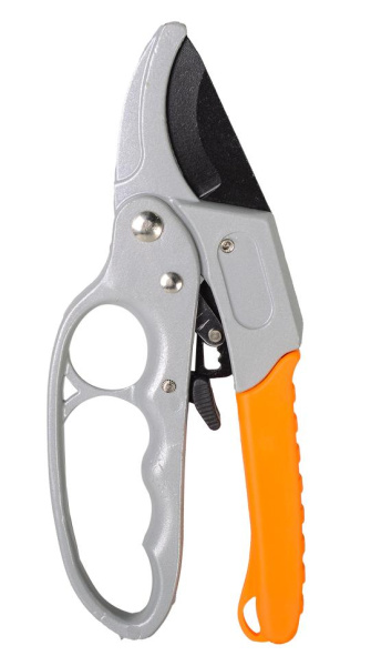 Секатор "ВИХРЬ", 200мм., возвратная пружина, храповый механизм,тефлоновое покр.,металл.обрезиненные рукоятки 73/7/3/3
