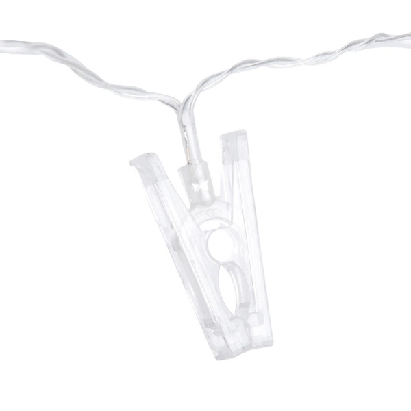 Гирлянда светодиодная "Прищепки", SE-CLIPS-330WW, 3*АА, 3м, 30LED,теплый белый, прозр шнур 0,5м, Funray, 2644