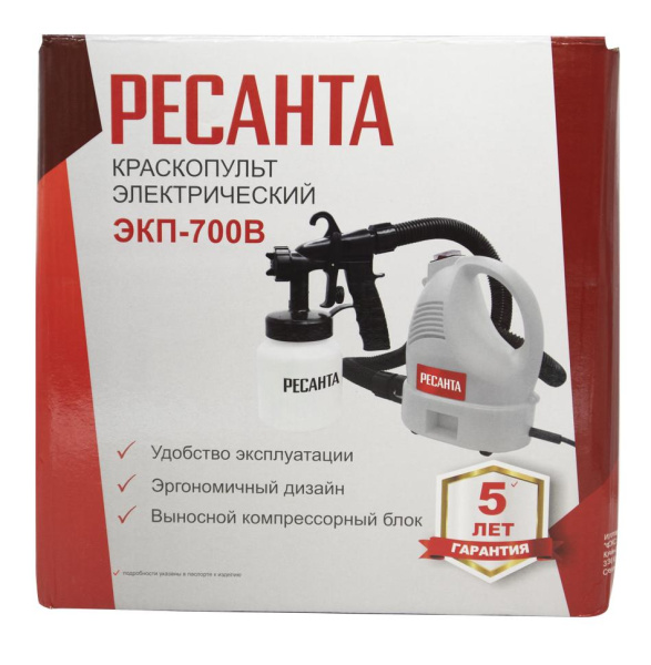 Краскопульт электрический ЭКП-700В Ресанта, шт, 75/17/2