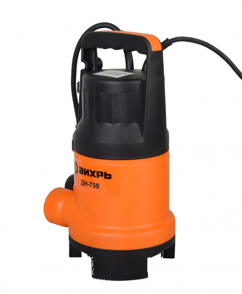 Дренажный насос "ВИХРЬ" ДН-750, 750Вт, макс. высота подъёма 8 метров, 15,3 м3/час (чистая и грязная вода), 68/2/2