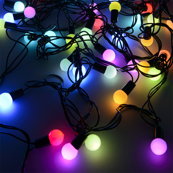 Гирлянда светодиодная "Шарики" BL-550M, 40 LED, 5м, мультицвет,черный шнур (18158)