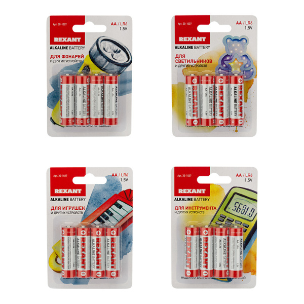 Алкалиновая батарейка AA/LR6 "REXANT" 1,5 V 2700 mAh