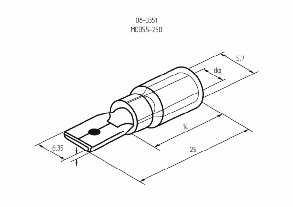 КЛЕММА ПЛОСКАЯ изолированная (штекер)  4-6мм²  (VM5.5-250)  REXANT