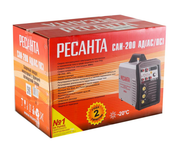 Сварочный аппарат инверторный САИ-200АД (АС/DC) Ресанта, шт, 65/98