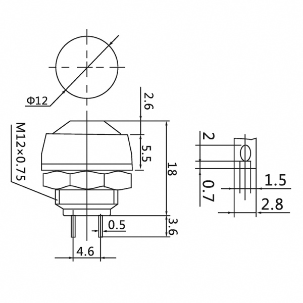 Выключатель-кнопка  250V 1А (2с) (ON)-OFF  Б/Фикс  синяя  Micro (PBS-33В)  REXANT