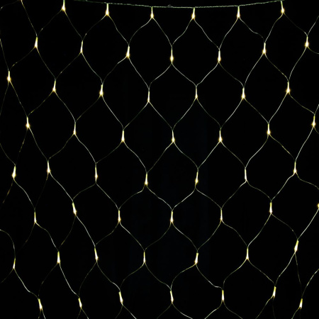 Гирлянда светод. «Cетка» ML-144WW, 1.5*1.5м, 144 LED, тепл.белый, IP20, прозрачный шнур 1,5м, Funray