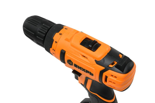 Дрель-шуруповерт аккумуляторная "ВИХРЬ" ДА-20Л-2К (2,0 А/ч) (Li-ion, 50Нм) 2 скорости, кейс, 2 аккум.,  72/14/21