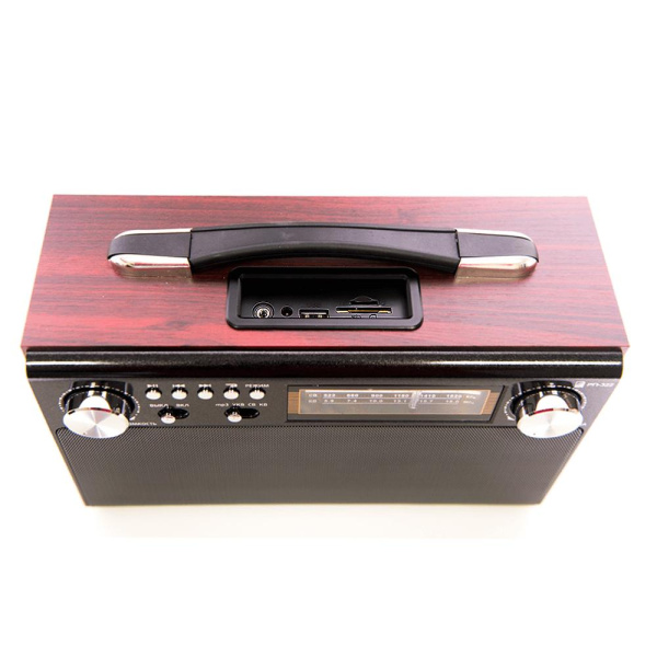 Радиоприемник "БЗРП РП-322", УКВ 64-108МГц, бат.4*R20, 220V, акб 1400mA/h, USB/SD/microSD/AUX/BT, 2 динамика, стерео