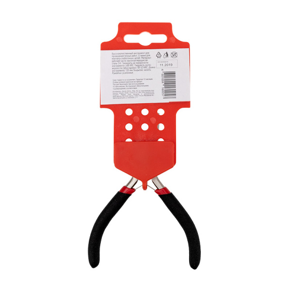 Тонкогубцы изогнутые REXANT Мини 120 мм никелированные, авторазжим, обливные рукоятки