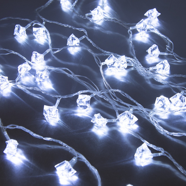 Гирлянда светодиодная "Льдинки", SE-ICE-440W, 220В, 4м, 40LED, холодный белый, прозр шнур 3м, Funray, 2657