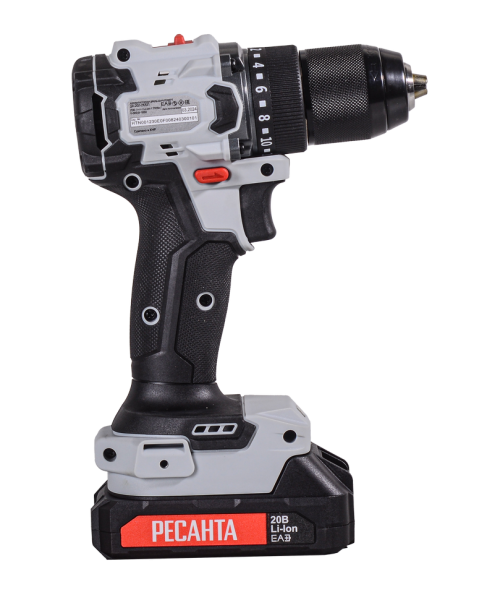 Дрель-шуруповерт аккумуляторная Ресанта ДА-20-2ЛК-БП Li-ion ЕА+, 70Нм кейс (бесщеточный двигатель), 75/14/15