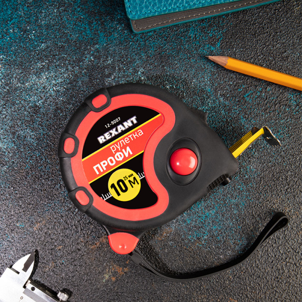 Рулетка " Профи" прорезиненный корпус 10м*25мм Rexant